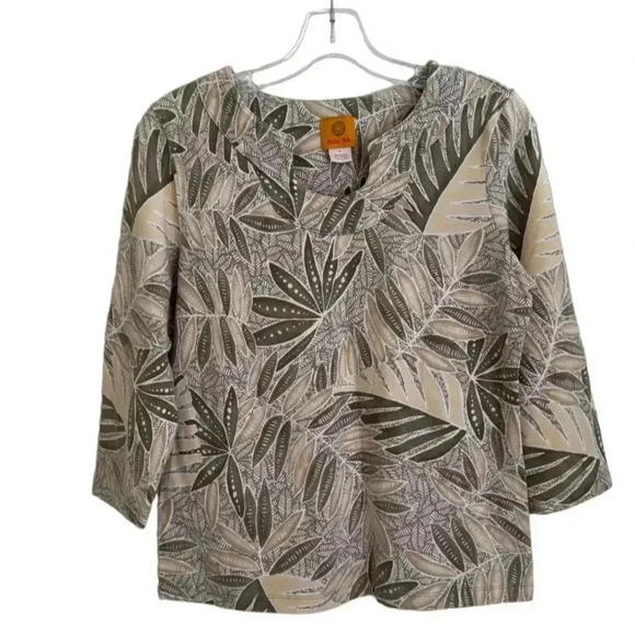 Ruby Rd. Women's  Abstract Floral Print V-Neck Short Sleeve Top Size Medium - Picture 1 of 3